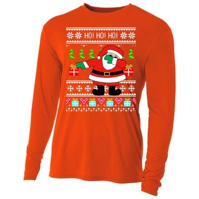 Dabbing Santa Claus Ugly Christmas Sweater Design Cooling Performance Long Sleeve Crew