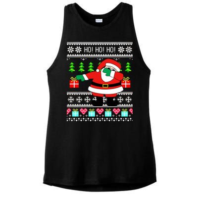 Dabbing Santa Claus Ugly Christmas Sweater Design Ladies PosiCharge Tri-Blend Wicking Tank