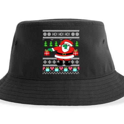 Dabbing Santa Claus Ugly Christmas Sweater Design Sustainable Bucket Hat