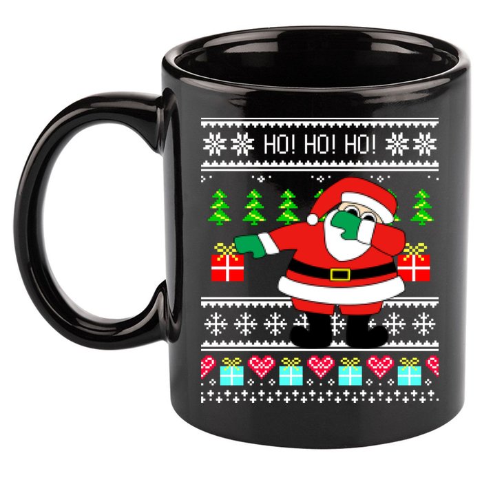 Dabbing Santa Claus Ugly Christmas Sweater Design 11oz C Handle Ceramic Mug