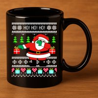 Dabbing Santa Claus Ugly Christmas Sweater Design 11oz C Handle Ceramic Mug
