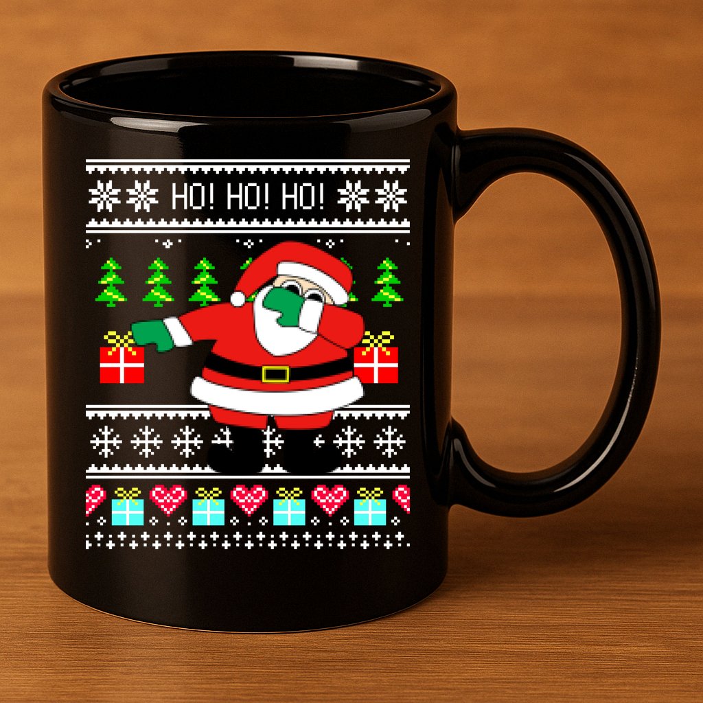 Dabbing Santa Claus Ugly Christmas Sweater Design 11oz C Handle Ceramic Mug