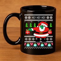 Dabbing Santa Claus Ugly Christmas Sweater Design 11oz C Handle Ceramic Mug