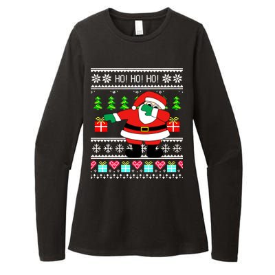 Dabbing Santa Claus Ugly Christmas Sweater Design Womens CVC Long Sleeve Shirt