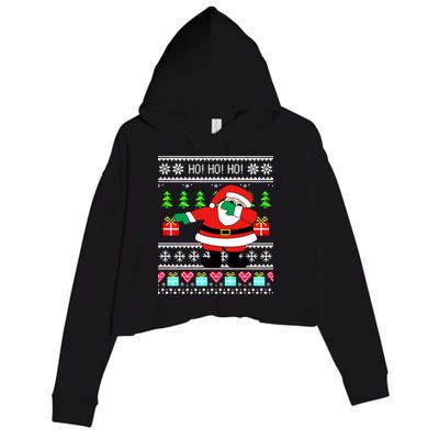 Dabbing Santa Claus Ugly Christmas Sweater Design Crop Fleece Hoodie