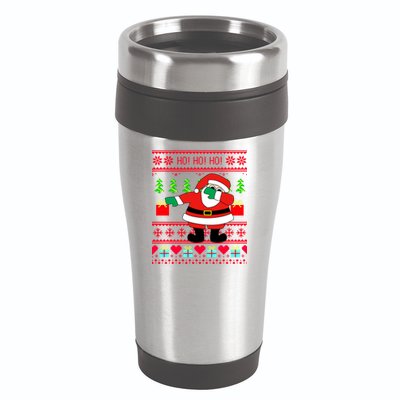 Dabbing Santa Claus Ugly Christmas Sweater Design 16oz Travel Tumbler