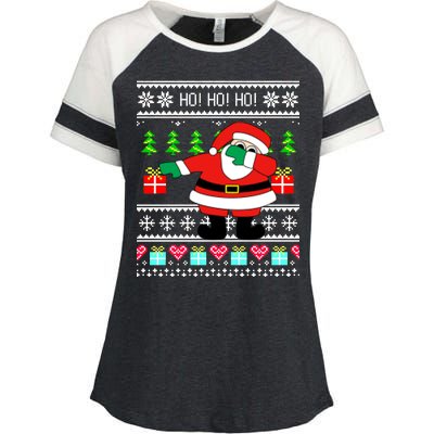 Dabbing Santa Claus Ugly Christmas Sweater Design Enza Ladies Jersey Colorblock Tee