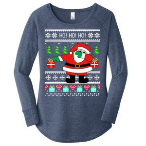 Dabbing Santa Claus Ugly Christmas Sweater Design Women's Perfect Tri Tunic Long Sleeve Shirt