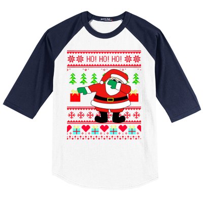 Dabbing Santa Claus Ugly Christmas Sweater Design Baseball Sleeve Shirt