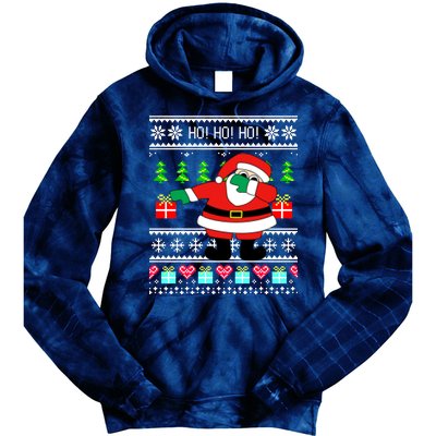 Dabbing Santa Claus Ugly Christmas Sweater Design Tie Dye Hoodie