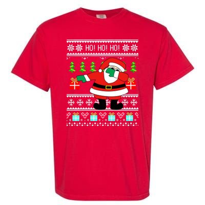 Dabbing Santa Claus Ugly Christmas Sweater Design Garment-Dyed Heavyweight T-Shirt