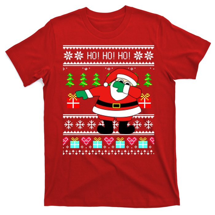 Dabbing Santa Claus Ugly Christmas Sweater Design T-Shirt