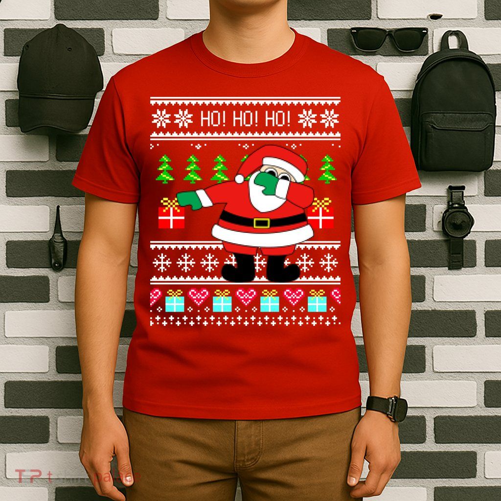 Dabbing Santa Claus Ugly Christmas Sweater Design T-Shirt