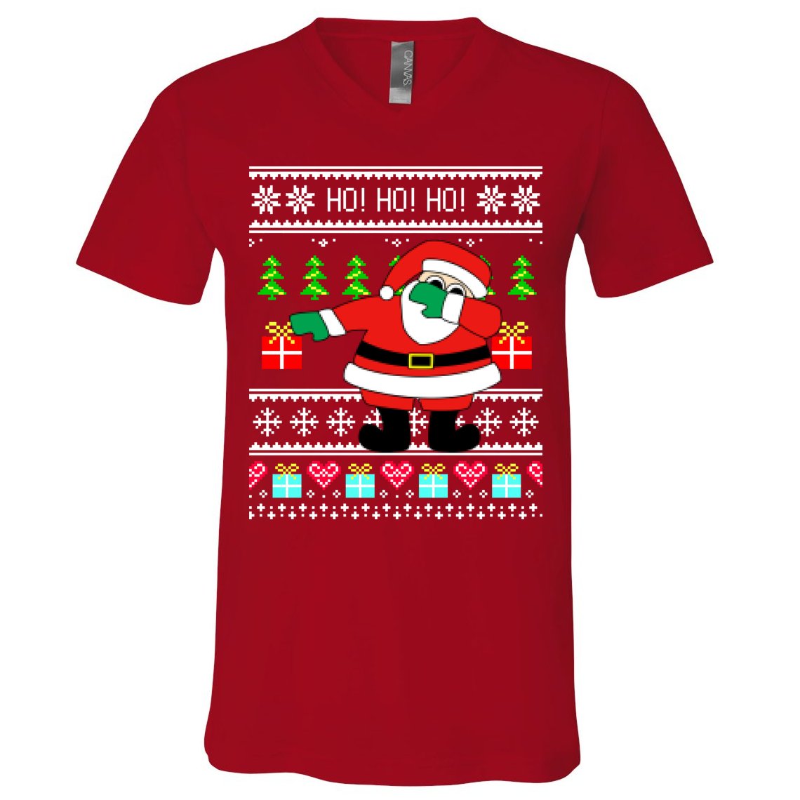 Dabbing Santa Claus Ugly Christmas Sweater Design V-Neck T-Shirt