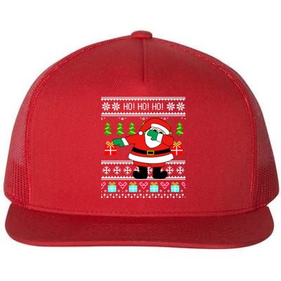Dabbing Santa Claus Ugly Christmas Sweater Design Flatbill Hat