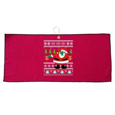 Dabbing Santa Claus Ugly Christmas Sweater Design Large Microfiber Waffle Golf Towel