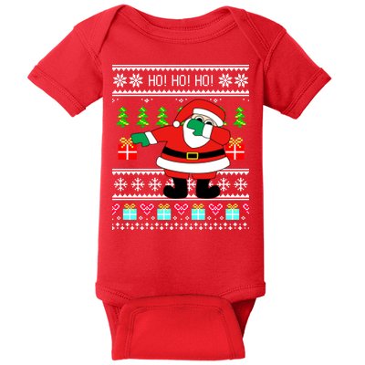Dabbing Santa Claus Ugly Christmas Sweater Design Baby Bodysuit