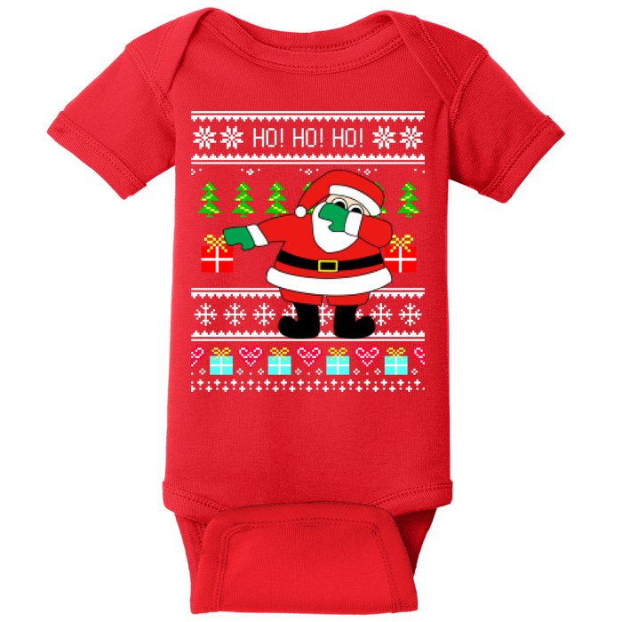 Dabbing Santa Claus Ugly Christmas Sweater Design Baby Bodysuit