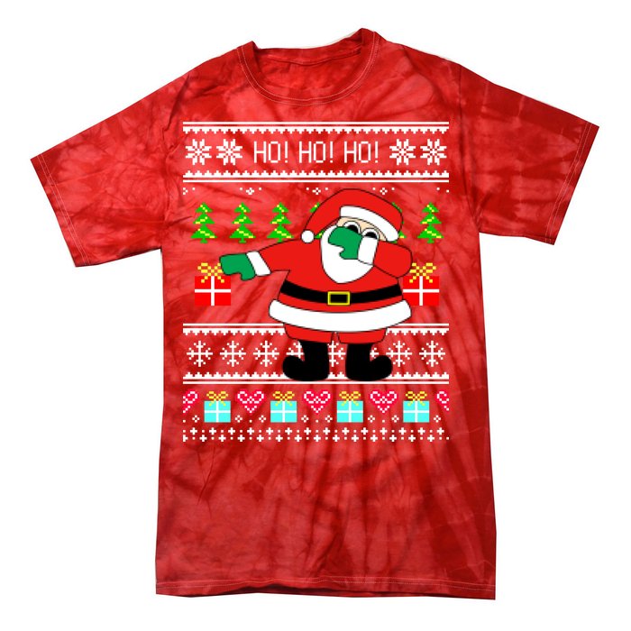 Dabbing Santa Claus Ugly Christmas Sweater Design Tie-Dye T-Shirt