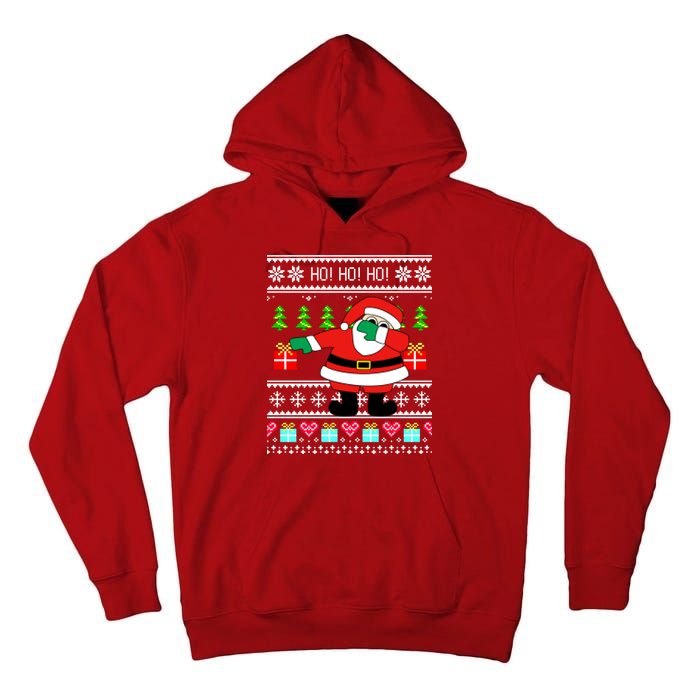 Dabbing Santa Claus Ugly Christmas Sweater Design Tall Hoodie