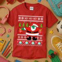 Dabbing Santa Claus Ugly Christmas Sweater Design Kids T-Shirt