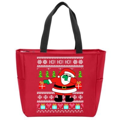 Dabbing Santa Claus Ugly Christmas Sweater Design Zip Tote Bag