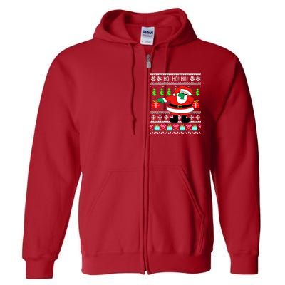 Dabbing Santa Claus Ugly Christmas Sweater Design Full Zip Hoodie