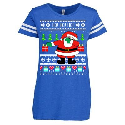 Dabbing Santa Claus Ugly Christmas Sweater Design Enza Ladies Jersey Football T-Shirt