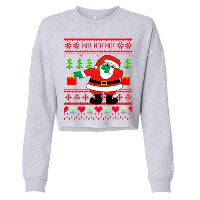 Dabbing Santa Claus Ugly Christmas Sweater Design Cropped Pullover Crew