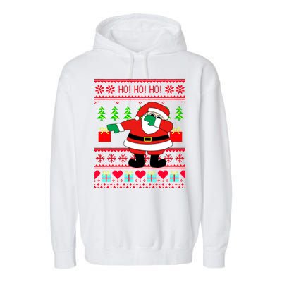 Dabbing Santa Claus Ugly Christmas Sweater Design Garment-Dyed Fleece Hoodie