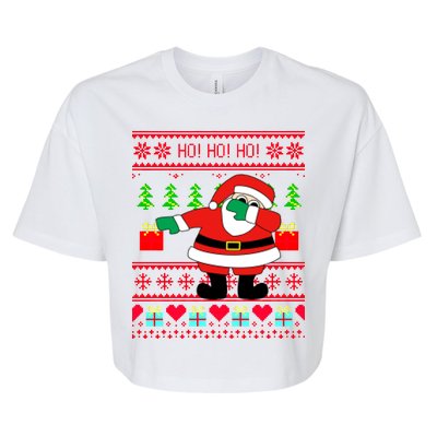 Dabbing Santa Claus Ugly Christmas Sweater Design Bella+Canvas Jersey Crop Tee