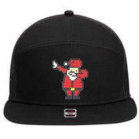 Dabbing Santa Pix-elated Christmas 7 Panel Mesh Trucker Snapback Hat