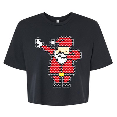 Dabbing Santa Pix-elated Christmas Bella+Canvas Jersey Crop Tee