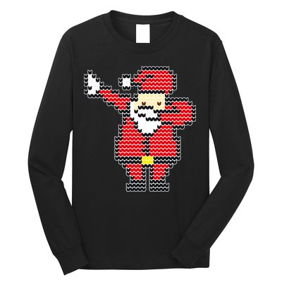 Dabbing Santa Pix-elated Christmas Long Sleeve Shirt
