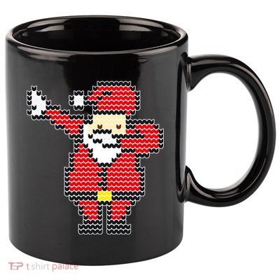Dabbing Santa Pix-elated Christmas 11oz C Handle Ceramic Mug