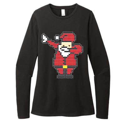 Dabbing Santa Pix-elated Christmas Womens CVC Long Sleeve Shirt