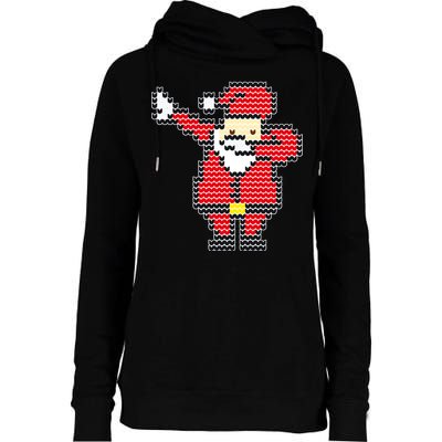 Dabbing Santa Pix-elated Christmas Womens Funnel Neck Pullover Hood