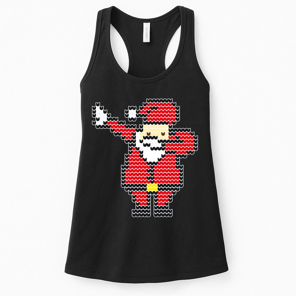 Dabbing Santa Pix-elated Christmas Womens Tank Top