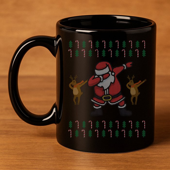 Dabbing Santa Ugly Christmas 11oz C Handle Ceramic Mug