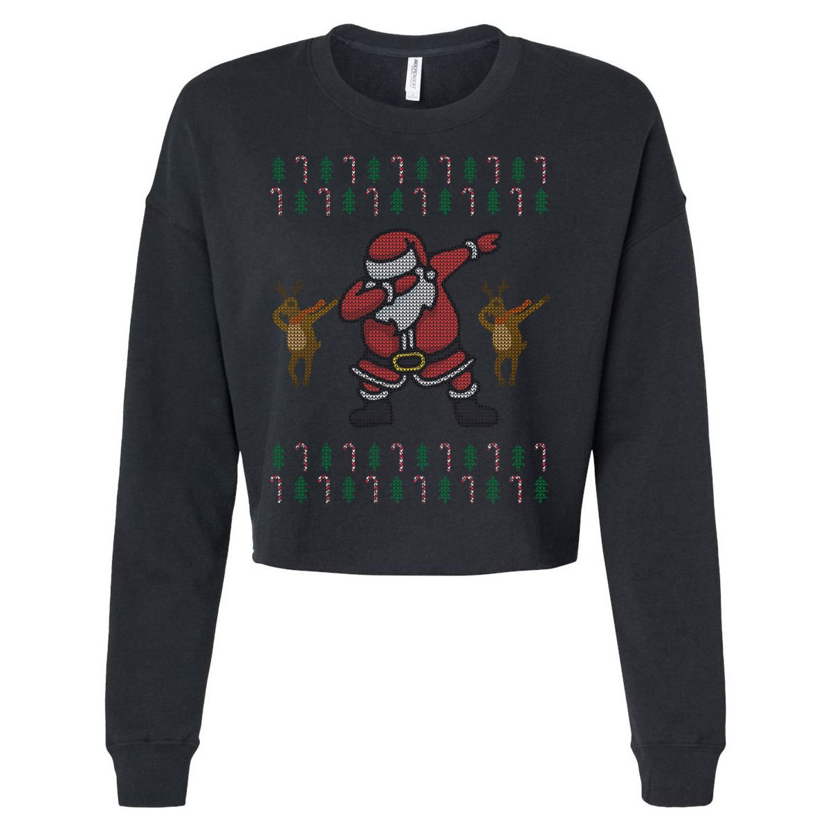 Dabbing Santa Ugly Christmas Cropped Pullover Crew