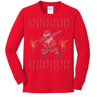 Dabbing Santa Ugly Christmas Kids Long Sleeve Shirt