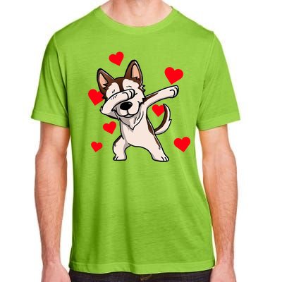 Dabbing Siberian Husky Valentines Day Adult ChromaSoft Performance T-Shirt