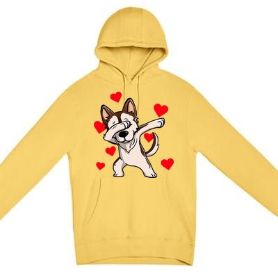 Dabbing Siberian Husky Valentines Day Premium Pullover Hoodie