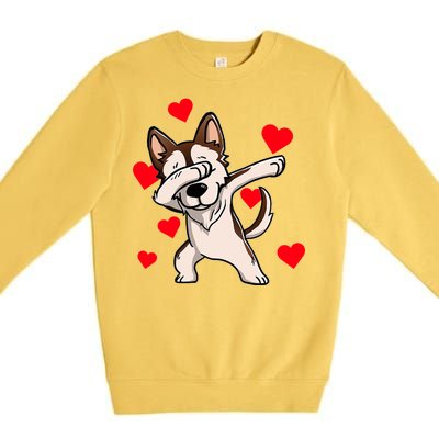 Dabbing Siberian Husky Valentines Day Premium Crewneck Sweatshirt