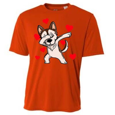 Dabbing Siberian Husky Valentines Day Cooling Performance Crew T-Shirt