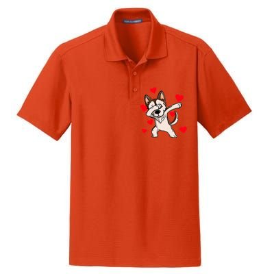 Dabbing Siberian Husky Valentines Day Dry Zone Grid Polo