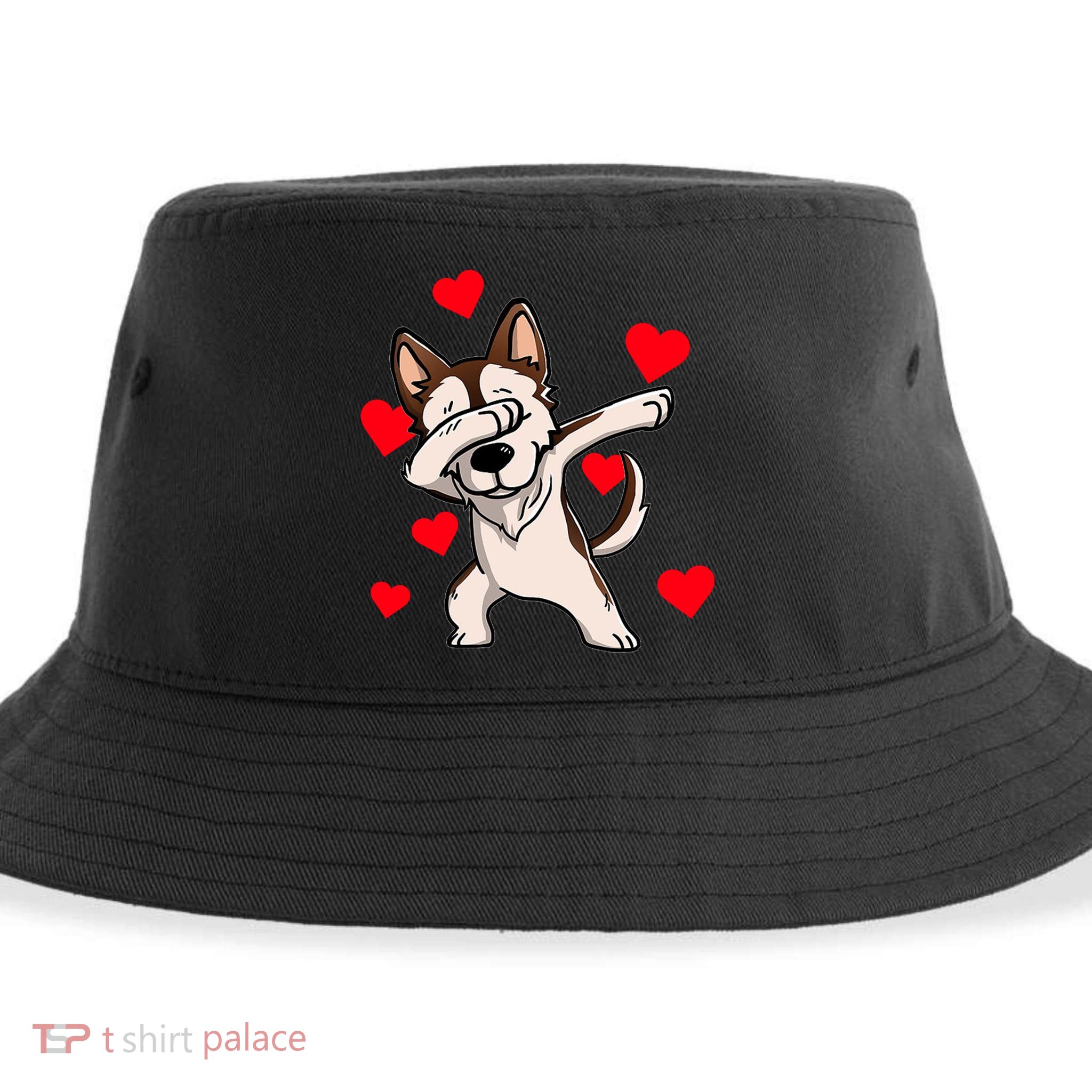 Dabbing Siberian Husky Valentines Day Sustainable Bucket Hat