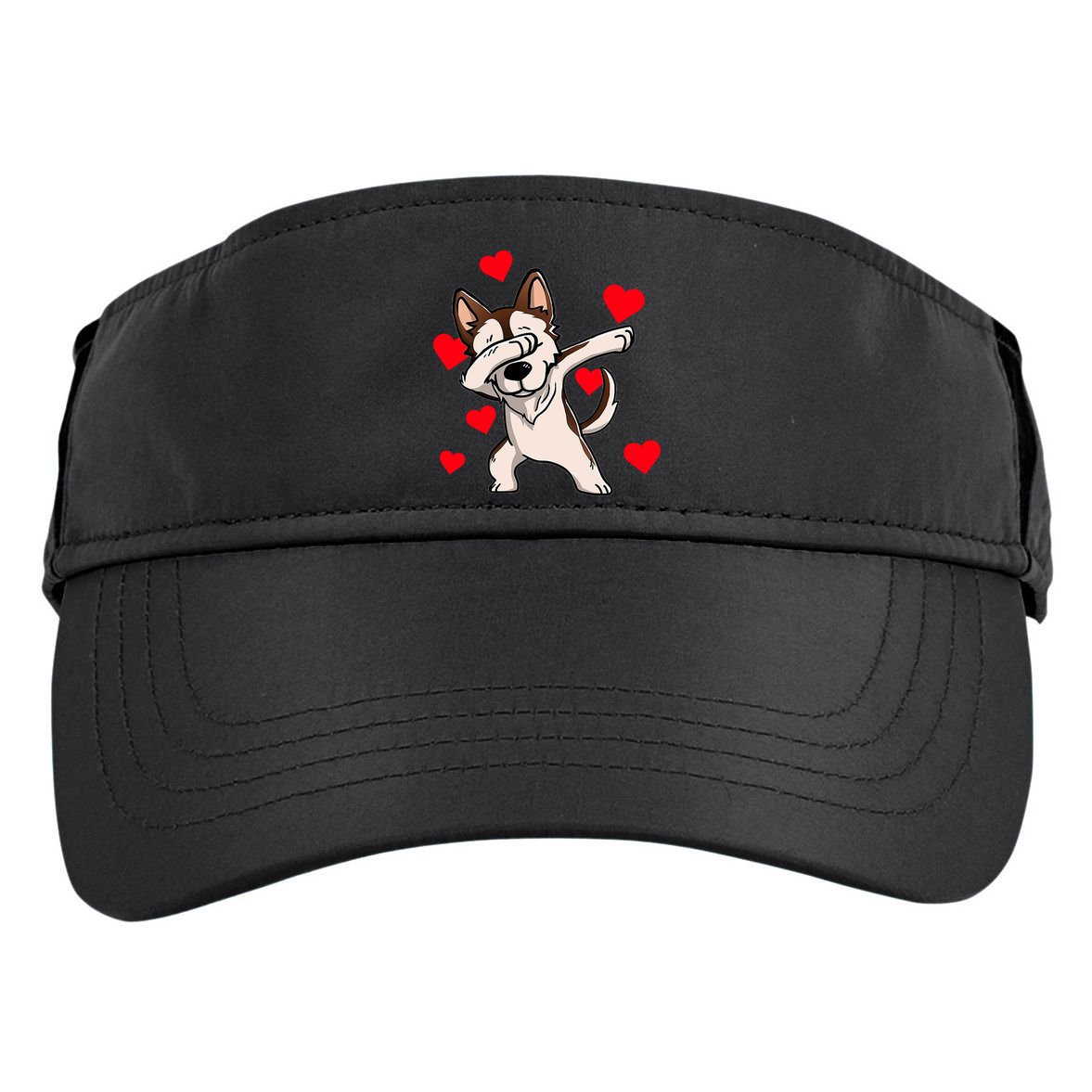 Dabbing Siberian Husky Valentines Day Adult Drive Performance Visor