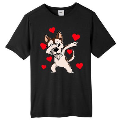 Dabbing Siberian Husky Valentines Day Tall Fusion ChromaSoft Performance T-Shirt