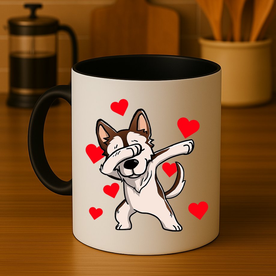 Dabbing Siberian Husky Valentines Day Mug